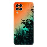 Kılıfland Samsung Galaxy M53 ile Uyumlu Silikon Kılıf, Çiçek Desen, Turuncu-Yeşil Gradient