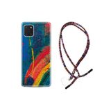 kilifland Samsung Galaxy Note 10 Lite ile Uyumlu Kılıf Rasta Ipli Boyun Askılı Desenli Silikon Ressam Sulu Boya 1600