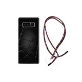 Kılıfland Samsung Galaxy Note 8 ile Uyumlu Kılıf, Rasta Ipli Boyun Askılı, Desenli Silikon, Dikenli Tel, Siyah