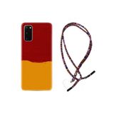 kilifland Samsung Galaxy S20 Fe ile Uyumlu Kılıf Rasta Ipli Boyun Askılı Desenli Silikon Sarı Kırmızı Boya 1708