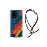 kilifland Samsung Galaxy S20 Ultra ile Uyumlu Kılıf Rasta Ipli Boyun Askılı Desenli Silikon Ressam Sulu Boya 1600