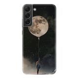 Kılıfland Samsung Galaxy S22 Plus Uyumlu Silikon Kılıf, Resimli Desenli Baskılı, Ay Balonu Temalı, Siyah