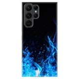 Kılıfland Samsung Galaxy S22 Ultra ile Uyumlu Silikon Kılıf, Blue Fire Desen, Siyah