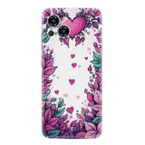 Kılıfland Samsung Galaxy S23 Pro Max ile Uyumlu Kılıf, Boutique Baskılı, Çiçek ve Kalp Desenli, Pembe