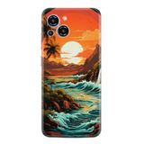 Kılıfland Samsung Galaxy S23 Pro Max ile Uyumlu Kılıf, Boutique Baskılı, Retro Mountain Tasarım, Turuncu