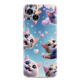 Kılıfland Samsung Galaxy S23 Pro Max Kılıf, Boutique Baskılı, Kedi ve Kalp Desenli, Mavi
