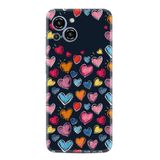 Kılıfland Samsung Galaxy S23 Pro Max Kılıf, Boutique Baskılı, Renkli Kalpler Desen, Siyah