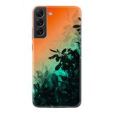 Kılıfland Samsung Galaxy S23 Ultra ile Uyumlu Silikon Kılıf, Çiçek Desen, Turuncu-Yeşil Gradient