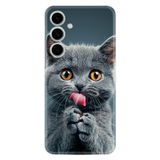 Kılıfland Samsung Galaxy S24 FE ile Uyumlu Kılıf, Boutique Baskılı, Komik Kedi Desenli