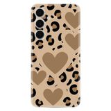Kılıfland Samsung Galaxy S24 FE ile Uyumlu Kılıf, Boutique Baskılı, Leopar Kalp Desen, Bej
