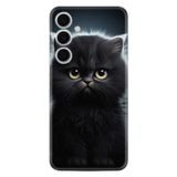 Kılıfland Samsung Galaxy S24 FE ile Uyumlu Kılıf, Boutique Baskılı, Resimli Tombul Kedi, Siyah