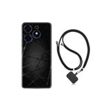 Kılıfland Spark 10 Pro Kılıf, Boyun Askılı İpli, Silikon, Siyah, Dikenli Tel Desen