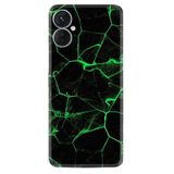 Kılıfland Spark 9T ile Uyumlu Telefon Kılıfı, Silikon, Yeşil Şerit Mermer Desenli, Siyah