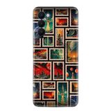 Kılıfland Tecno Camon 18 ile Uyumlu Arka Kapak Kılıf, Posta Pulları Desenli, Silikon, Renkli