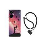 Kılıfland Tecno Camon 19 Pro ile Uyumlu Ipli Boyun Askılı Desenli Silikon Kılıf, Renkli