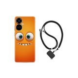Kılıfland Tecno Camon 19 Pro ile Uyumlu Ipli Boyun Askılı Desenli Silikon Kılıf, Turuncu, Dişlek