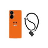 Kılıfland Tecno Camon 19 Pro ile Uyumlu Ipli Boyun Askılı Desenli Silikon Kılıf, Turuncu