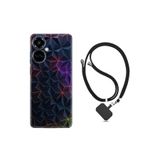 Kılıfland Tecno Camon 19 Pro ile Uyumlu Kılıf, İpli Boyun Askılı, Desenli Silikon, Renkli Prizmalar