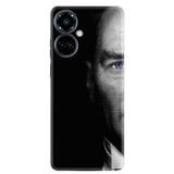 Kılıfland Tecno Camon 19 Pro ile Uyumlu Kılıf, Resimli Desenli Baskılı Silikon, Atatürk Portre, Siyah