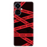 Kılıfland Tecno Camon 19 Pro ile Uyumlu Kılıf, Resimli Desenli Baskılı Silikon, Danger, Siyah-Kırmızı