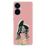 Kılıfland Tecno Camon 19 Pro ile Uyumlu Kılıf, Resimli Desenli Baskılı Silikon, Dog And Girl, Pembe