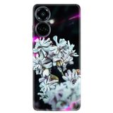 Kılıfland Tecno Camon 19 Pro ile Uyumlu Kılıf, Resimli Desenli Silikon, Platinium Series, Beyaz Çiçekler