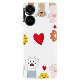 Kılıfland Tecno Camon 19 Pro ile Uyumlu Kılıf, Resimli Desenli, Silikon, Platinium Series, Kedilerin Aşkı, Beyaz