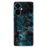 Kılıfland Tecno Camon 19 Pro ile Uyumlu Kılıf, Silikon, Desenli Baskılı, Colorful Abstract, Siyah-Turkuaz