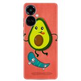Kılıfland Tecno Camon 19 Pro ile Uyumlu Silikon Kılıf, Avokado Skate Desen, Kırmızı