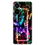 Kılıfland Tecno Camon 19 Pro ile Uyumlu Silikon Kılıf, Butterfly Neon Desen, Renkli