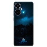 Kılıfland Tecno Camon 19 Pro ile Uyumlu Silikon Kılıf, Desen, Gece Teması, Mavi-Siyah