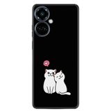 Kılıfland Tecno Camon 19 Pro ile Uyumlu Silikon Kılıf, Desen, Love Cats, Siyah