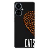 Kılıfland Tecno Camon 19 Pro ile Uyumlu Silikon Kılıf, Desen Özel Seri Cats, Siyah, Turuncu