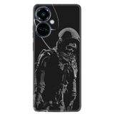 Kılıfland Tecno Camon 19 Pro ile Uyumlu Silikon Kılıf, Desen Özel Seri, İskelet Astronot, Siyah