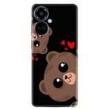 Kılıfland Tecno Camon 19 Pro ile Uyumlu Silikon Kılıf, Desen Özel Seri Love Animals, Siyah