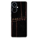 Kılıfland Tecno Camon 19 Pro ile Uyumlu Silikon Kılıf, Desen Özel Seri Meow, Siyah