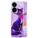 Kılıfland Tecno Camon 19 Pro ile Uyumlu Silikon Kılıf, Desen Özel Seri, Mor Kurt, Renk137