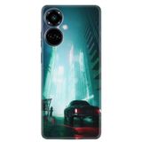 Kılıfland Tecno Camon 19 Pro ile Uyumlu Silikon Kılıf, Desen Özel Seri Night Cars, Yeşil