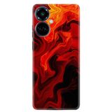 Kılıfland Tecno Camon 19 Pro ile Uyumlu Silikon Kılıf, Desen Özel Seri, Red Orange Zigzag