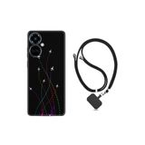 Kılıfland Tecno Camon 19 Pro ile Uyumlu Silikon Kılıf, Ipli Boyun Askılı, Desenli, Siyah