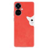 Kılıfland Tecno Camon 19 Pro ile Uyumlu Silikon Kılıf, Kedoş Desen, Kırmızı