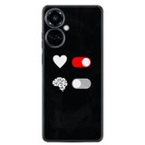 Kılıfland Tecno Camon 19 Pro ile Uyumlu Silikon Kılıf, Love Brain Deseni, Siyah