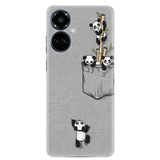 Kılıfland Tecno Camon 19 Pro ile Uyumlu Silikon Kılıf, Panda Desen, Gri