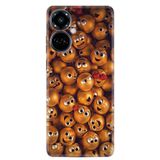 Kılıfland Tecno Camon 19 Pro ile Uyumlu Silikon Kılıf, Platinium Series, Gold Emoji Desenli