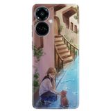 Kılıfland Tecno Camon 19 Pro ile Uyumlu Silikon Kılıf, Platinium Series, Resimli Desenli, Kız ve Kedi Motifi