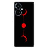 Kılıfland Tecno Camon 19 Pro ile Uyumlu Silikon Kılıf, Red Moon Desen, Siyah