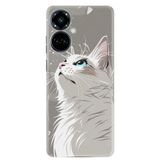 Kılıfland Tecno Camon 19 Pro Kılıf, Boutique Baskılı Beyaz Kedi Desenli