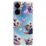 Kılıfland Tecno Camon 19 Pro Kılıf, Boutique Baskılı, Kedi ve Kalp Desenli, Mavi
