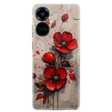 Kılıfland Tecno Camon 19 Pro Kılıf, Boutique Baskılı, Kırmızı Çiçek Desenli