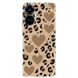 Kılıfland Tecno Camon 19 Pro Kılıf, Boutique Baskılı, Leopar Kalp Desen, Bej